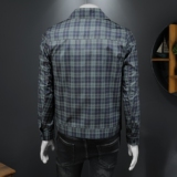 2026春季新款男士翻领格子夹克QT212-货号F7776-P185假模图，男装夹克，钱塘2010A