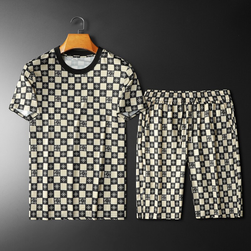 2026夏季新款休闲圆领运动短袖套装货号：套装S079P165平铺图，男装休闲套装，钱塘2010-1