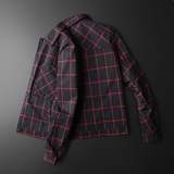 2026春秋男士翻领格子休闲韩版潮夹克货号6965-P180平铺图，男装夹克，钱塘2010A