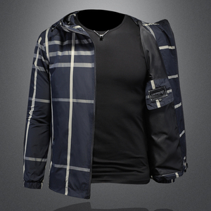 2026春秋热销男士休闲格子连帽夹克外套 7085-P175图片