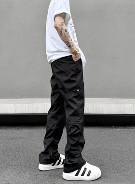 KISSNATE美式潮流机能口袋工装脚口拉链休闲裤四季男VIBE显瘦长裤