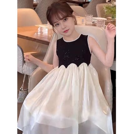 女童连衣裙夏装2026新款洋气儿童网红公主裙小女孩时尚无袖背心裙