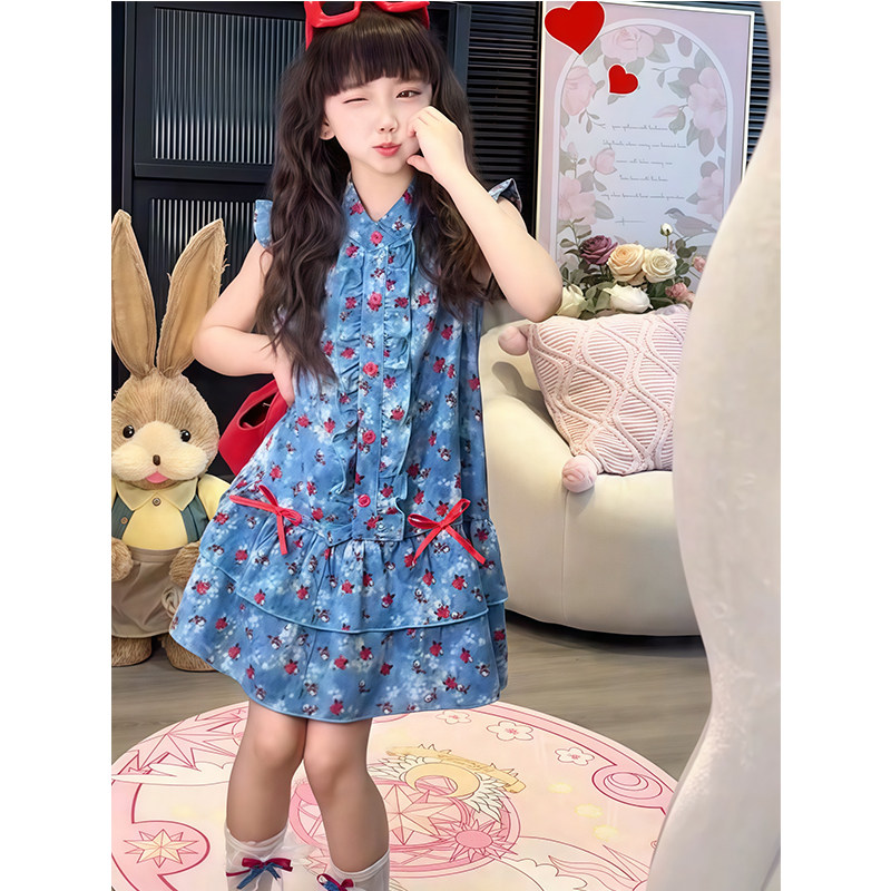 女童夏季洋气碎花吊带连衣裙2026新款儿童夏装女宝宝甜美公主裙子