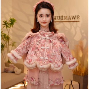 女童套装2025新款洋气中国风锦鲤汉服加绒拜年服女宝宝冬款唐装