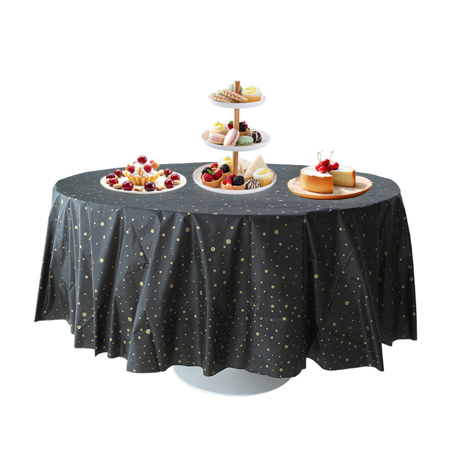 一次性peva桌布圆形款式生日派对装饰婚礼甜品台台布场景布置用品