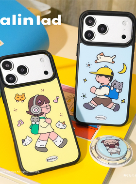 大林dalinlad原创设计艺术家ip情侣款全包大孔甲神黑边电镀银磨砂iPhone17promax/16/15苹果手机壳