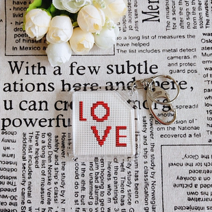 木木家法国DMC绣线十字绣小件钥匙扣套件字母love 手工作业情侣