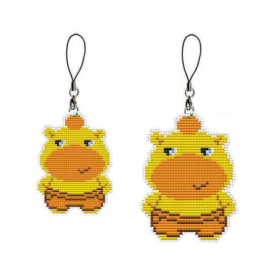 印花DMC十字绣套件手工 双面绣挂件钥匙扣件 卡通水豚噜噜自己绣