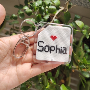 定制 十字绣材料包亚克力钥匙扣 自定义 字母 名字定制 礼物 送人