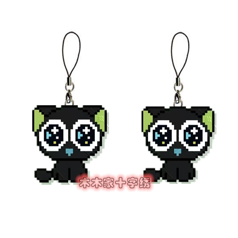 法国DMC十字绣套件手工 双面绣手机链挂件钥匙扣可爱 罗小黑 猫咪