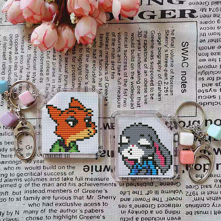 法国DMC绣线十字绣钥匙扣套件 疯狂动物城 情侣款 手工 带配件
