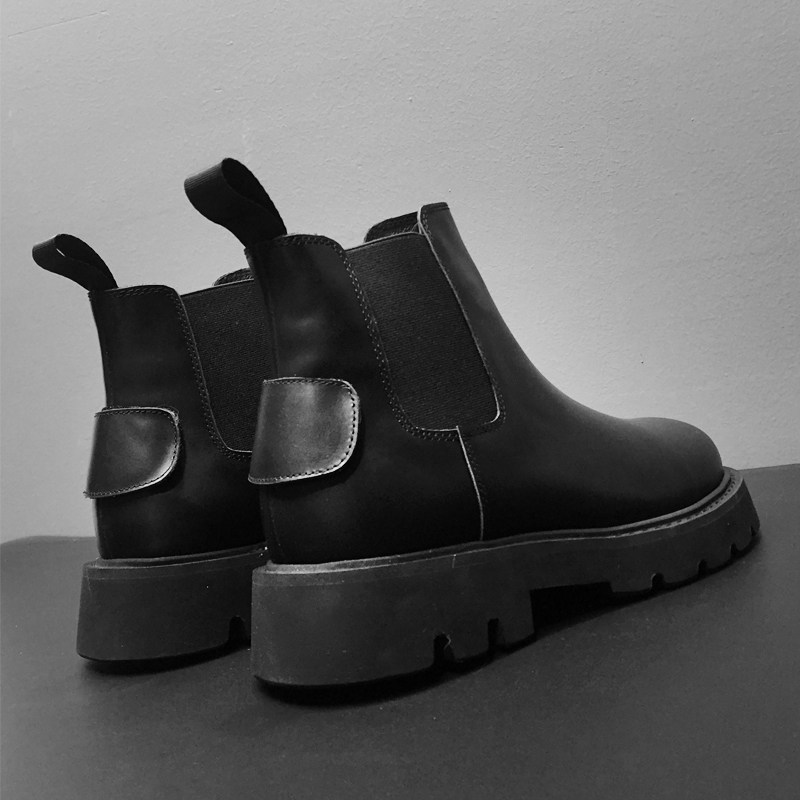 CHELSEA BOOTS MENS LIGHTWEIGHT WINTER VERSATILE MENS SHOES JAPANESE VINTAGE CARGO BOOTS BRITISH STYLE GENUINE LEATHER MARTIN BOOTS PLATFORM SOLES