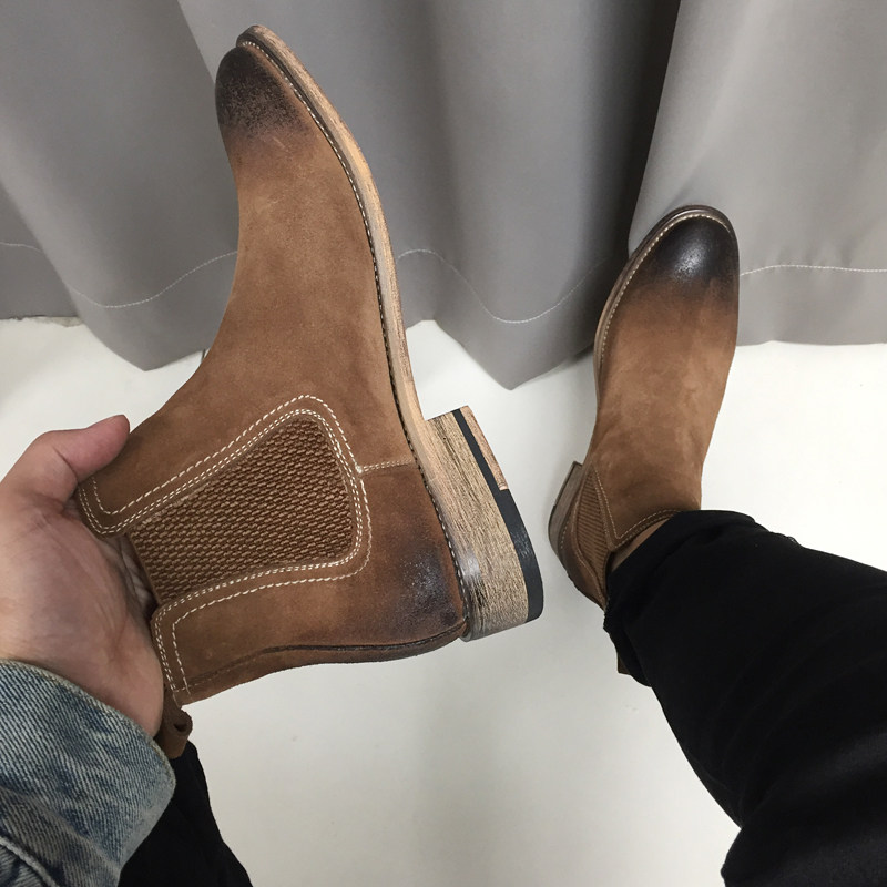 CHELSEA BOOTS MENS BOOTIES FALL|WINTER 2023 NEW MENS SHOES COLOR ERASE VINTAGE CASUAL SHOES JAPANESE LEATHER WORKWEAR BOOT TREND