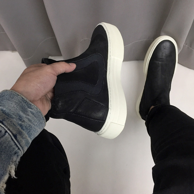 CHELSEA BOOTS MENS VELVET INSULATED BOOTIES 2024 NEW BRITISH STYLE MARTIN BOOTS RUBBING COLOR VINTAGE CARGO BOOTS LEATHER BOOTS