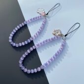 手机挂绳夏季 紫水晶猫眼石串珠手机链精致爆闪小众手机挂链女 新款