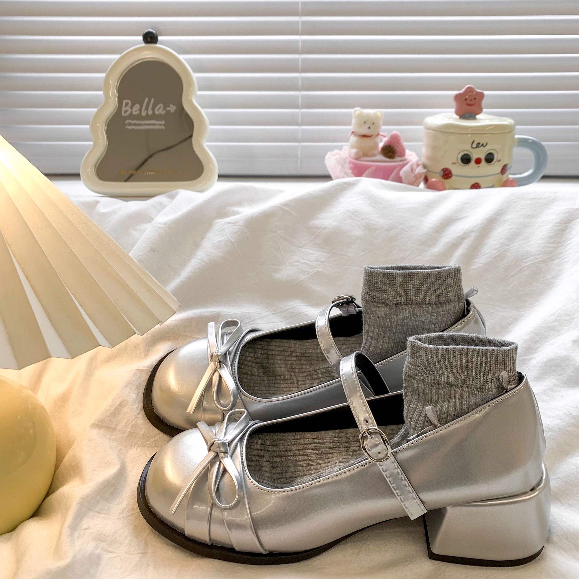 法式浅口玛丽珍鞋蝴蝶结配裙子新