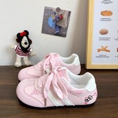 可爱KT猫刺绣小白鞋 休闲德训单鞋 女2025新款 韩系小众chic百搭板鞋