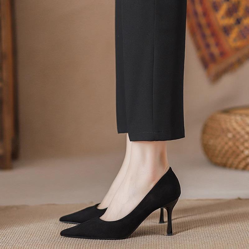 品牌断码法式尖头高跟鞋女2025新款不累脚礼物仪职业工作鞋黑色单
