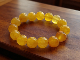 人工合成黄玉石手串14MM仿蜜蜡手链庙会商务小礼品