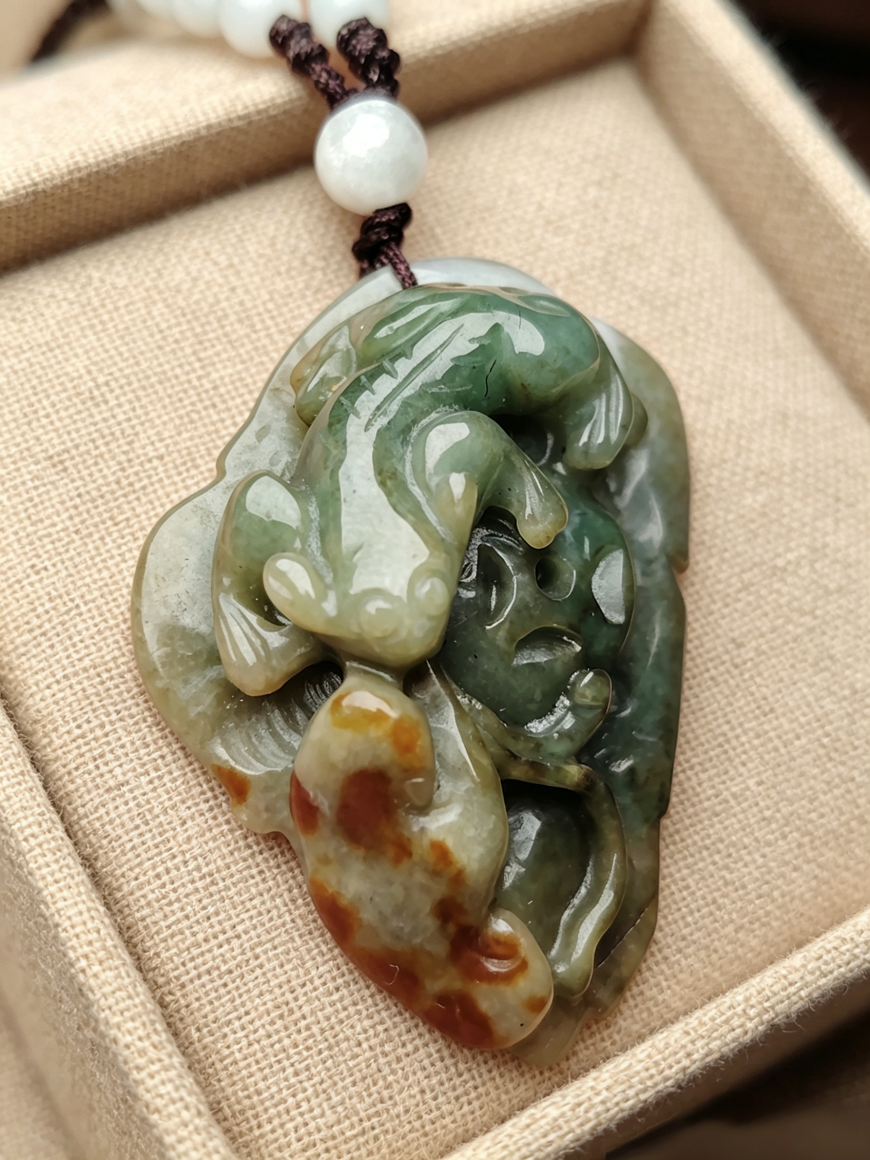 天然a货翡翠玉俏皮红黄翡貔貅如意吊坠福禄双全项链送鉴定证书