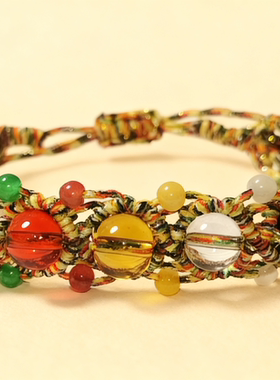 本命年端午节五色五行珠五彩绳手链手工编男女款儿童手串庙会礼品