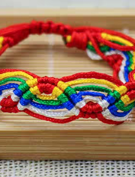 优质棉线鸿运多彩藏式民族风七彩虹五色五彩手绳本命年岁太吉祥物