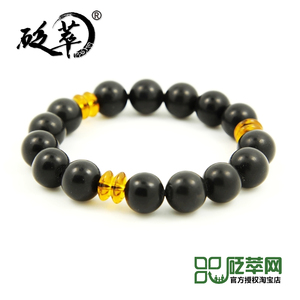 砭萃 泗滨砭石手链 11mm砭石珠 砭石保健手串 水晶配饰 玄黄砭石