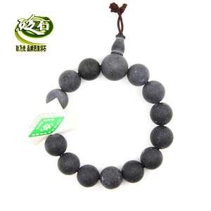 耿乃光 男士佛珠砭石手链 大珠14mm 保健手串 天然砭石  玄黄砭石
