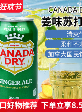 原装进口加拿大Canada dry Ginger Ale姜汁味汽水干姜苏打水饮料