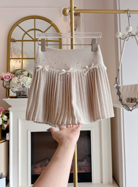 法式小众百褶裙女2025年秋冬新款重工镶钻高腰显瘦气质半身裙短裙