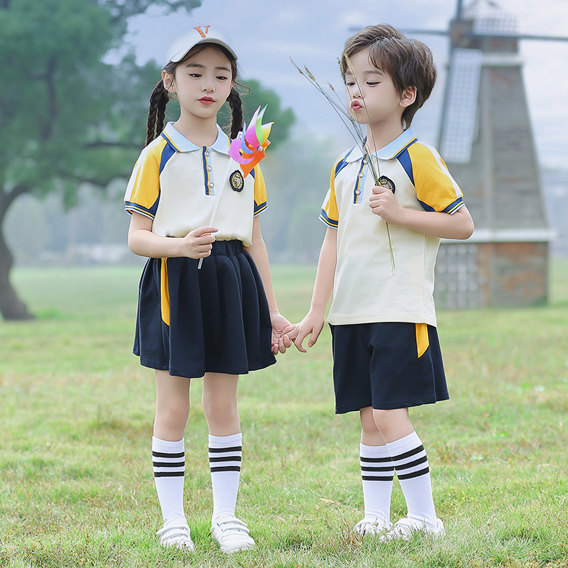 幼儿园园服夏装运动学院风套装儿童班服纯棉夏季小学生校服毕业服