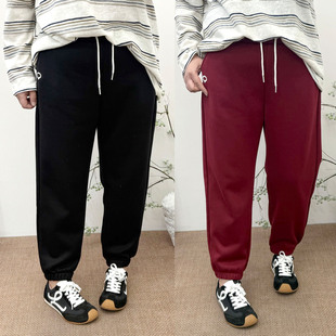休闲保暖女裤 冬装 运动裤 200斤胖mm宽松显瘦加绒加厚束脚卫裤 大码