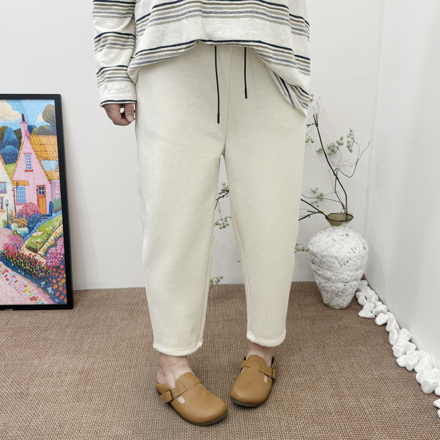 冬季新品大码女裤胖mm显瘦松紧腰小直筒裤加厚加绒保暖毛呢休闲裤,女装/女士精品,大码裤装,淘宝优惠券,粉丝福利购,淘宝优惠卷