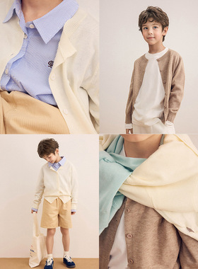 2026春夏季新款儿童毛衣圆领针织开衫外搭薄款毛衣男女童休闲外套
