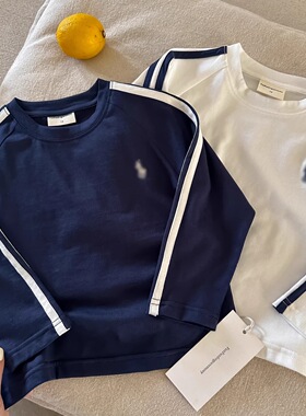 男童长袖长恤2026早春潮牌刺绣长袖T恤宝宝中小童洋气百搭打底衫