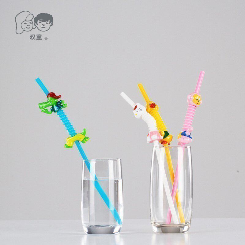 双童2支包邮卡通动物搞怪儿童饮料果汁牛奶可弯曲创意吸管
