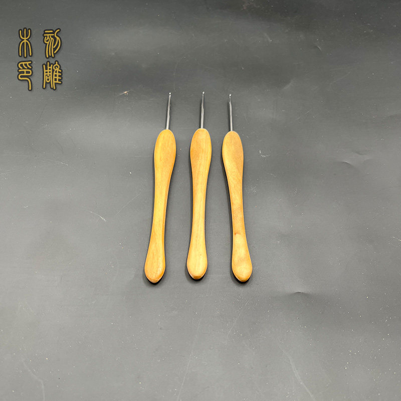 刻雕牌老山檀香钩针柄 纯手工编织钩织工具 大号勾针 毛衣钩针家