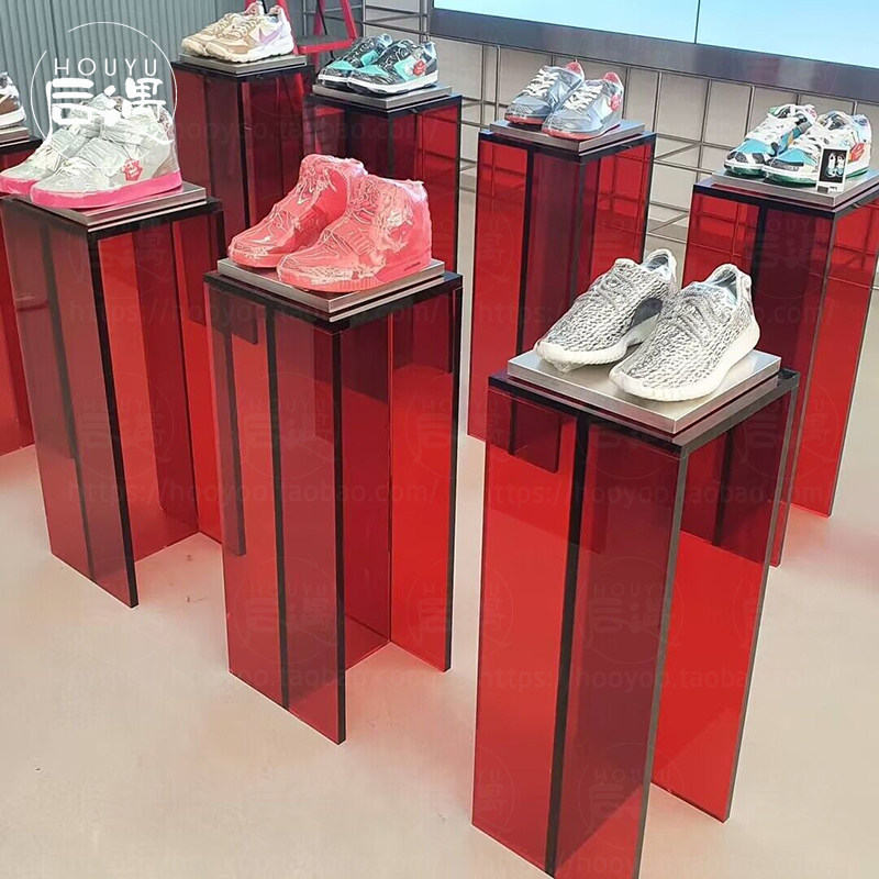 亚克力展示柜台透明彩色陈列架图片