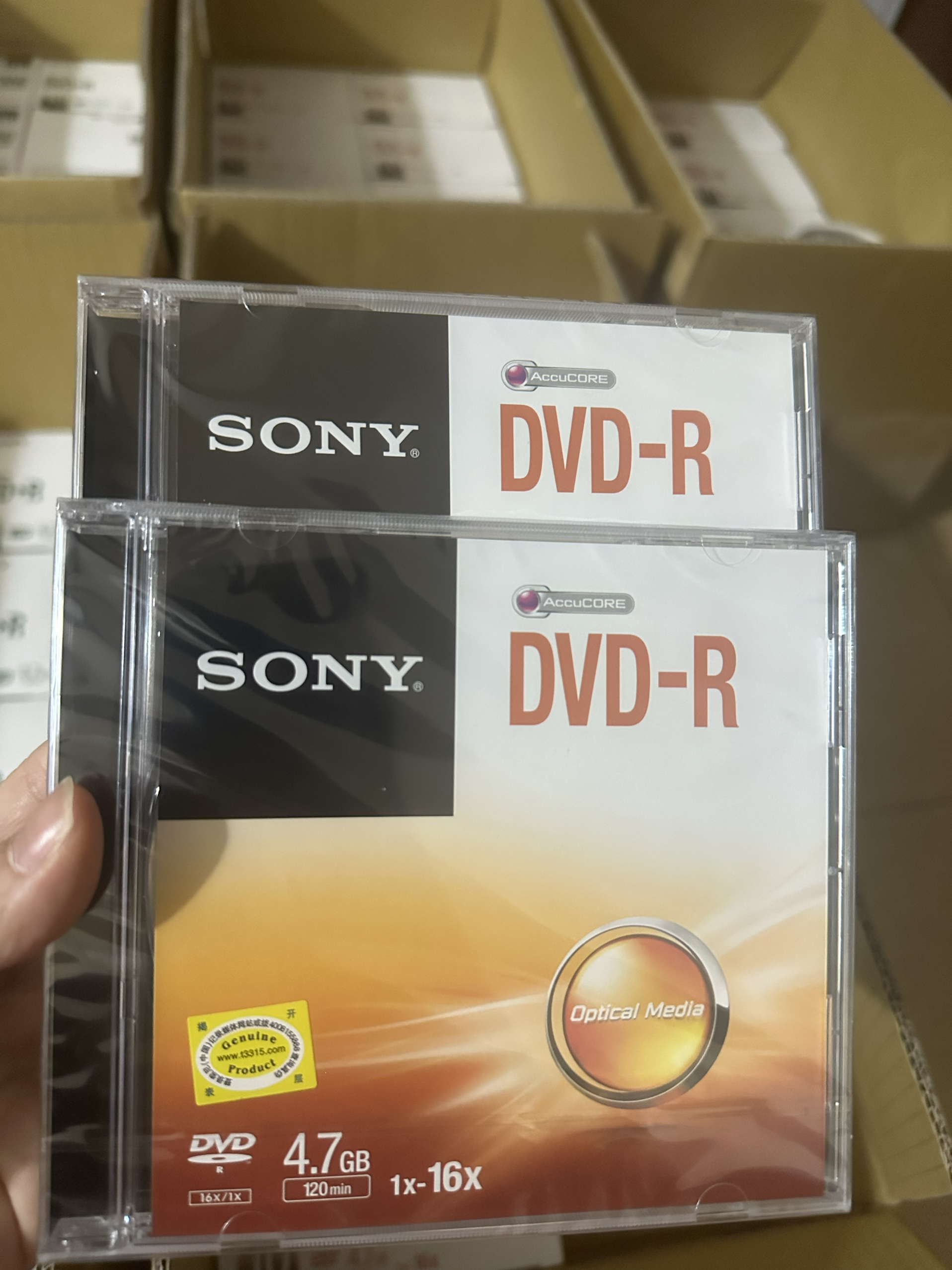原装正品带防伪索尼SONY DVD单片盒装空白光盘刻录碟16X 4.7G光盘