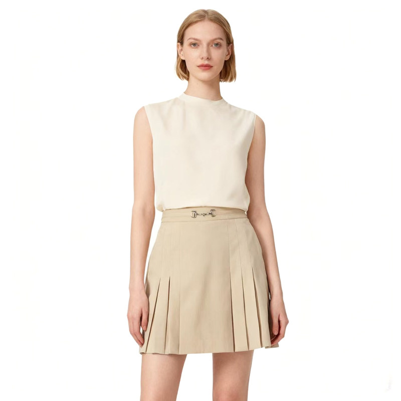 【恋】淑女裙子纯色高腰百褶半身裙气质优雅修身显瘦百搭YL1037