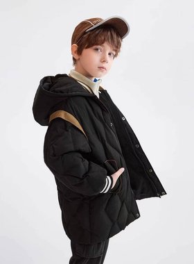 【马】儿童菱格防风保暖连帽羽绒服简约洋气舒适百搭MA108