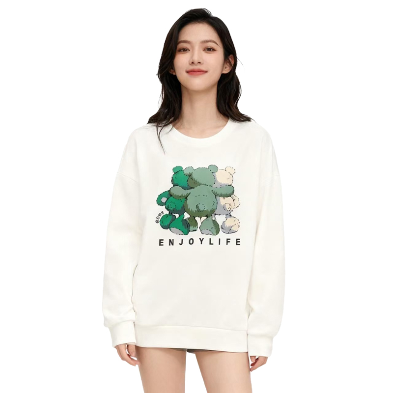 【D玛纳】时尚圆领卫衣纯色印花简约百搭宽松舒适休闲卫衣DMA254