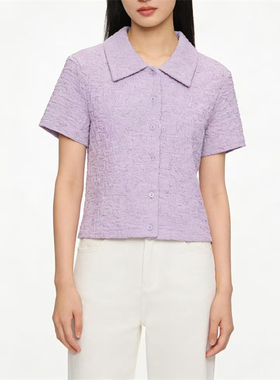 SP系列-时尚气质简约淡紫色短袖衬衫显瘦百搭P739