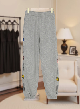 【马lavi】儿童时尚字母图案纯色针织裤宽松简约休闲百搭J72