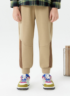 【马】儿童加绒加厚保暖休闲束脚长裤拼色口袋设计简约百搭MA142