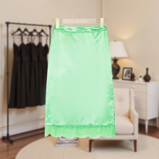 蕾丝边半裙JJ1535 高腰显瘦复古简约中长裙时尚