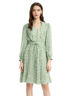 RM系列-时尚气质简约舒适透气清新碎花收腰连衣裙YL1070