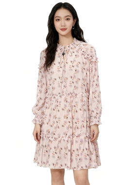 RM系列-时尚气质简约舒适透气碎花雪纺连衣裙显瘦甜美YL1044