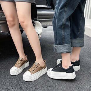 逢喜鸟品牌温州真皮女小白鞋内增高休闲鞋高底厚底松糕鞋发泡轻鞋
