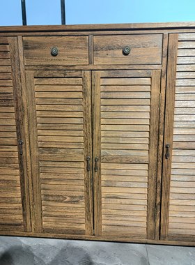简约百叶门大号鞋柜田园复古收纳鞋柜120*38*100